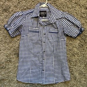 Blue Gingham Western Button-Up